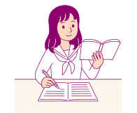 イメージ：教科書を見ながら勉強をする女子高校生のイラスト