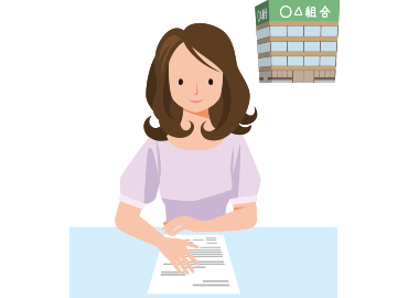 イメージ：書類を確認する女性のイラスト