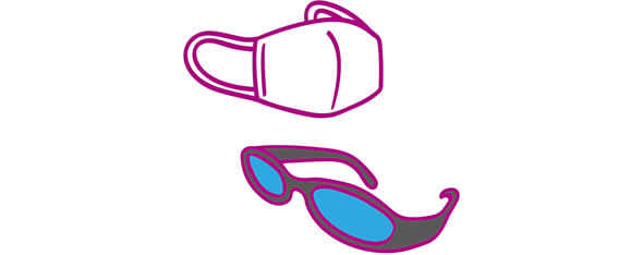 イメージ：花粉アレルゲンを回避するためのマスクとメガネのイラスト