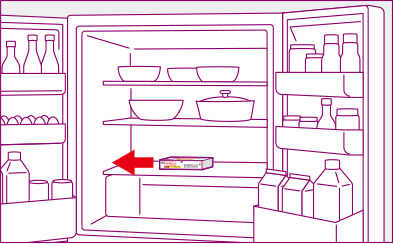 注射する約20分前に冷蔵庫から取り出し、箱のまま室温に戻します。（シリンジは使用する直前に箱から出してください）