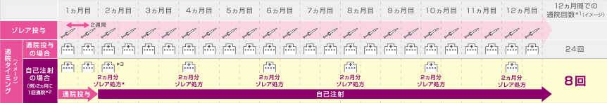 表：2週間に1回ゾレアを投与する方