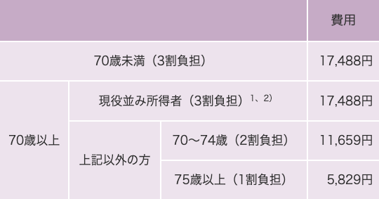 表：窓口で支払うゾレアの薬剤費