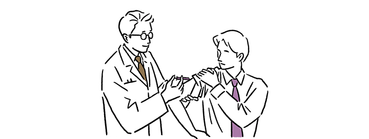 イメージ：注射を打つ医師と患者のイラスト