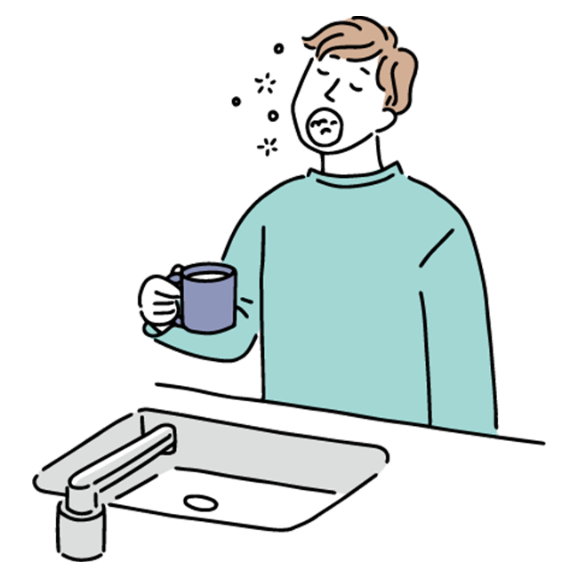 イラスト：うがいする男性