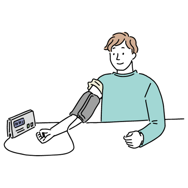 イラスト:血圧を測る男性