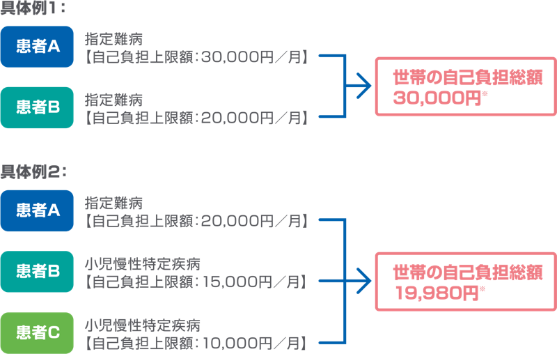 世帯の自己負担総額の具体例1と具体例2