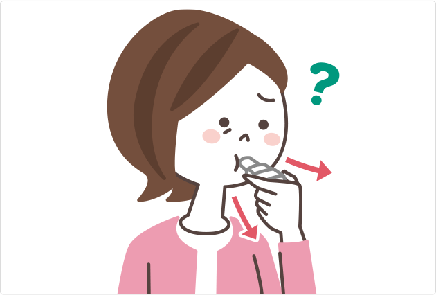 イメージ:吸入する前にブリーズヘラー®をくわえたまま息を吐いている