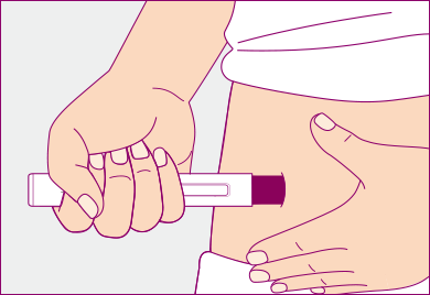 ペンを注射部位に当てます。