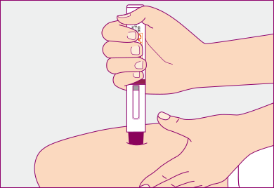 ペンを注射部位に当てます。