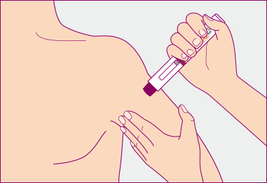 ペンを注射部位に当てます。