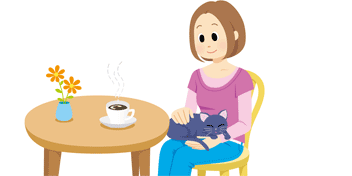 イラスト：コーヒーを飲む女性