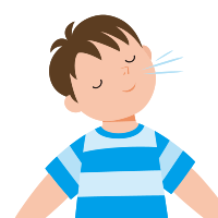 イメージ:深呼吸してリラックスする男の子のイラスト