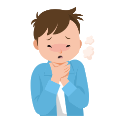 イメージ：アレルギー症状（しょうじょう）が出ている男の子のイラスト