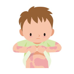 イメージ：全身の皮膚が赤くなっている男の子のイラスト