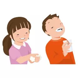 イメージ：手洗い・うがいをする子供のイラスト