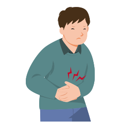 イメージ：腹痛を感じている男性のイラスト