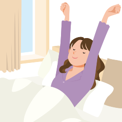 イメージ：伸びをする女性のイラスト
