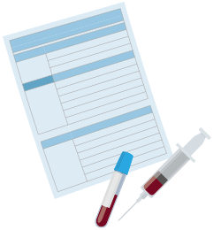 イメージ：検査表や注射器などのイラスト