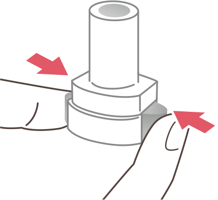 イメージ：両側のボタンを１度だけ、しっかり最後まで押します。