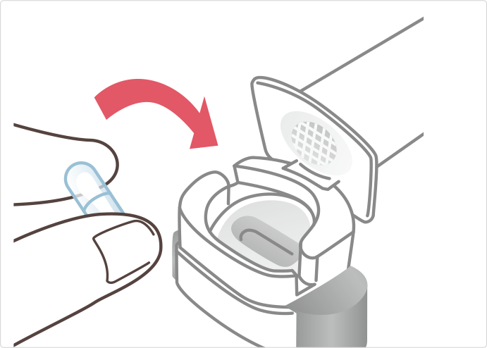 イメージ：ブリーズヘラー®にカプセルを１つだけ充填する