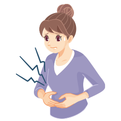 イメージ：腹痛に苦しむ女性のイラスト