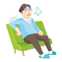 イメージ：不調で椅子に座り込む男性のイラスト