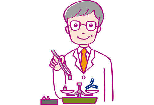 イメージ：総IgE検査（非特異的IgE検査）を行う男性医師のイラスト