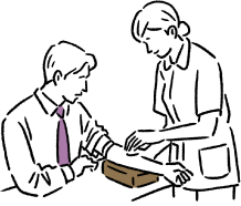 イメージ：血液検査を受ける様子のイラスト