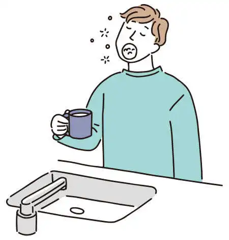 イラスト：うがいする男性