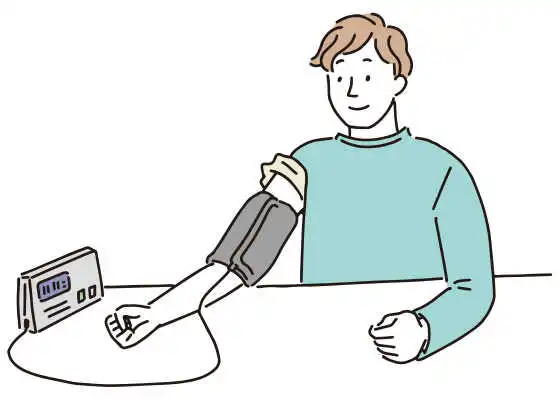 イラスト：血圧を測る男性